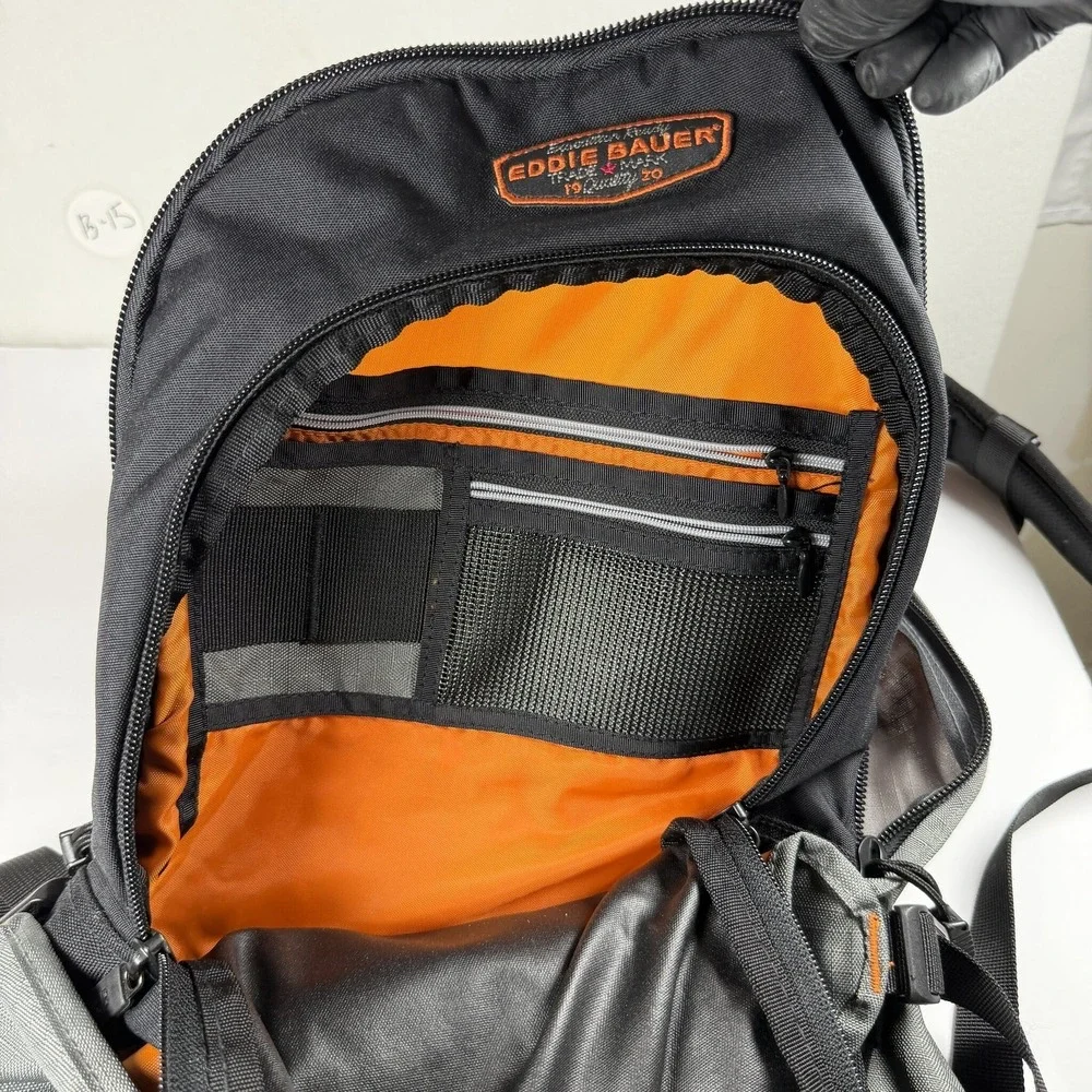 Vintage Eddie Bauer Expedition Ready Backpack Black Gray Storage Location: B-15